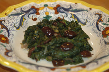 Spinach and olives