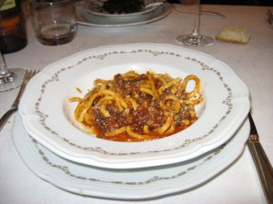 Bucatini with bolognese sauce
